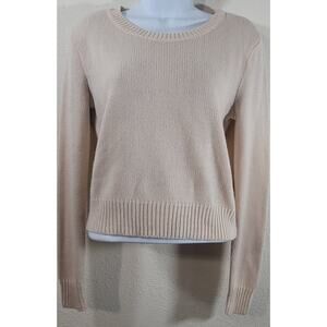 Divided Pink Cropped Crew Neck Long Sleeve Sweater Small Lightweight Soft Cozy